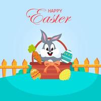 Flat design happy easter day big egg. Landing page template, Flat vector illustration