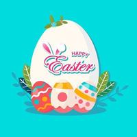 Flat design happy easter day big egg. Landing page template, Flat vector illustration