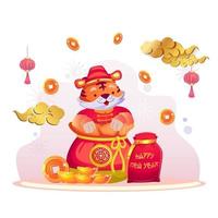 Chinese new year lucky money. Flat vector template style Suitable for Web Landing Pages.