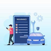 Car insurance policy form with umbrella. Insurance agent, Protection, damage or collision vector