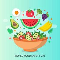 Ilustración de diseño de vector de tarjeta de celebración del día mundial de la seguridad alimentaria. vector plano