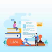 Notary services and legal assistance flat vector illustration.