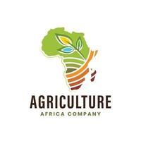 Farm industry of africa logo, agriculture with leaf and green concept vector
