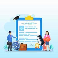 Notary services and legal assistance flat vector illustration.