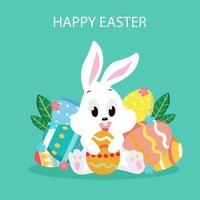 Flat design happy easter day big egg. Landing page template, Flat vector illustration