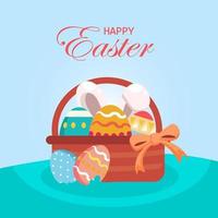 Flat design happy easter day big egg. Landing page template, Flat vector illustration