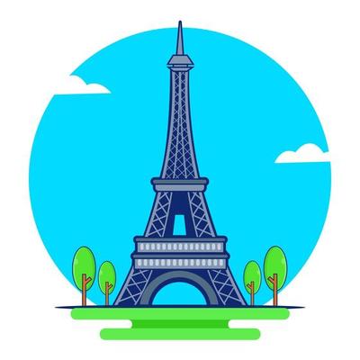 Eiffel Tower icon flat isolated ilustration vector. Building Traveling Icon in Paris.