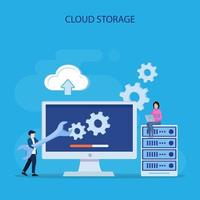 centro de datos. alojamiento, almacenamiento en la nube, almacenamiento en servidor. grandes datos vector plano