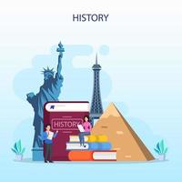 History school subject. Idea of science and education. Knowledge of past and ancient. vector