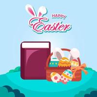 Flat design happy easter day big egg. Landing page template, Flat vector illustration