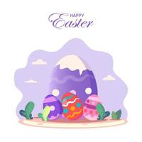 Flat design happy easter day big egg. Flat vector template style Suitable for Web Landing Pages.