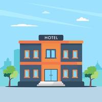 Hotel building or office building for business in flat style. Flat vector template Style Suitable for Web Landing Page, Background.