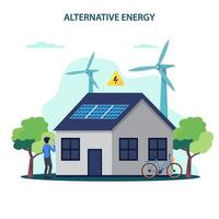 vector de energía alternativa. aplicación de energía de casa inteligente, tienda de paneles solares y mapa de la estación de carga