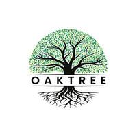 Oak Logo. Root Of The Tree illustration. Vector silhouette of a tree.