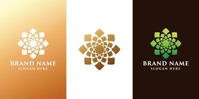 Unique Circular logo illustration. Mandala flat icon for your business. Ayurveda, spa, yoga company identity. Advertising or web startup zen symbol design. Moroccan tile style. Vector isolated sign.