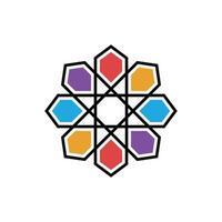 Mosaic logo design template. Vector colorful geometric logotype illustration in puzzle style. Graphic rhombus icon label. Modern abstract square symbol badge isolated on background