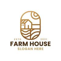 Farm and house logo concept with line art style. Real estate - environment design template. Vector Illustration