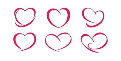 A collection of decorative love shape logos vector