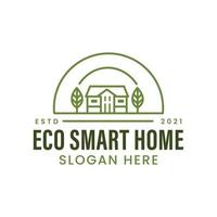 Farm and house logo concept with line art style. Real estate - environment design template. Vector Illustration