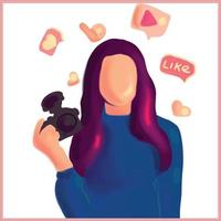 girl blogger with a camera vector