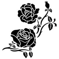 silhouette black rose flower decoration vector