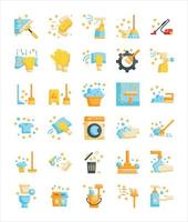 cleaning flat icons vector