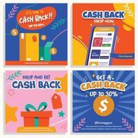 Online Shop Cash Back Social Media Template vector