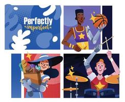 A Group of Disabled People in Various Activities vector