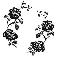 silhouette black rose flower decoration vector