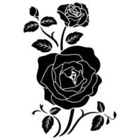 silhouette black rose flower decoration vector