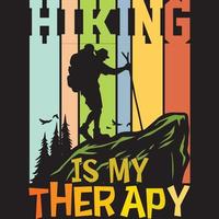 Hiking Is My Therapy vector