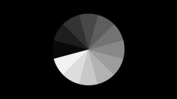 Animation of white puzzle icon that are arranged around each other in a circle on black background. Indicator for loading progress. Seamless looping. Video animated background.