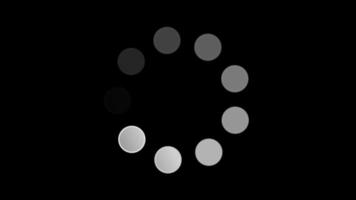 Loading white circle icon animation on black background. Seamless looping. Video animated background.