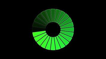 animação do ícone de peças coloridas que são dispostas em torno de si em um círculo sobre fundo preto. indicador de progresso de carregamento. loop sem costura. fundo animado de vídeo. video