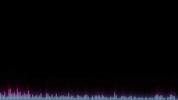 Animation of colorful waveform with visualization of audio wave on black background. Seamless looping. Video animated background.
