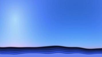 Motion of blue paper art cartoon abstract waves on blue light sky background. Video animated background.