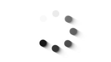 Animation of black dot icon that are arranged around each other in a circle on white background. Indicator for loading progress. Seamless looping. Video animated background.