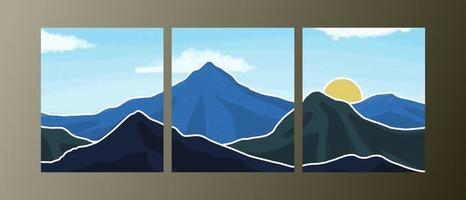 Abstract mountain painting, Abstract background, Premium Vector