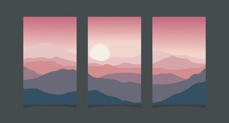 Abstract mountain painting, Abstract background, Premium Vector
