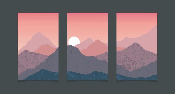 Abstract mountain painting, Abstract background, Premium Vector