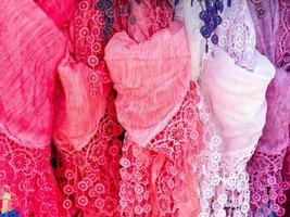 Silk Scarves on Display at a Market Stall in Fuengirola photo