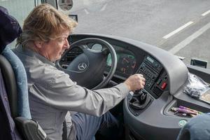 Viena, Austria, 2014. Conductor de autocar trabajando foto