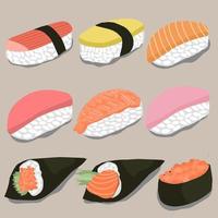 conjunto de ilustración de sushi vector