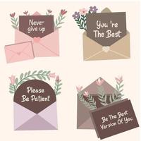 Floral envelope with card design collection vector