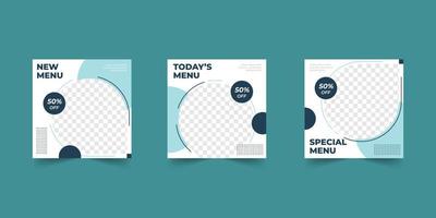 Delicious menu food social media promotion and banner post design template vector