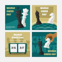 juego de cartas del día mundial del ajedrez vector