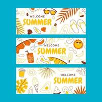 bienvenido al conjunto de banners de verano vector