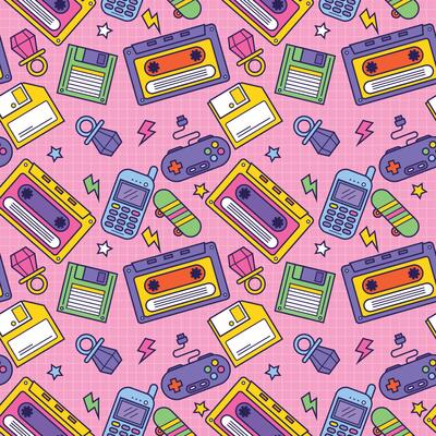 Retro 90's Seamless Pattern