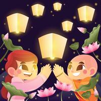 Celebrate Vesak Day With Flying Lanterns vector