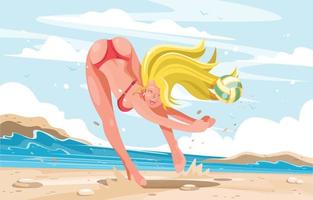 Cute Volley Player on the Beach vector